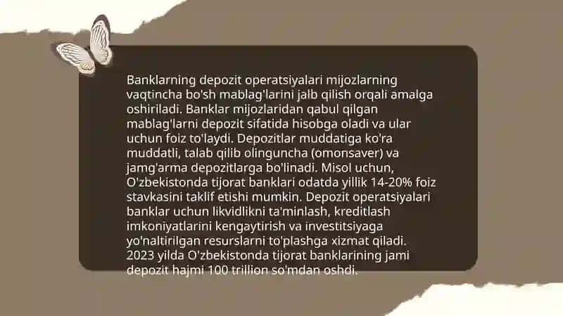 Banklarning passiv operatsiyalari, ularning turlari va samaradorligini oshirish yoʻllari 4