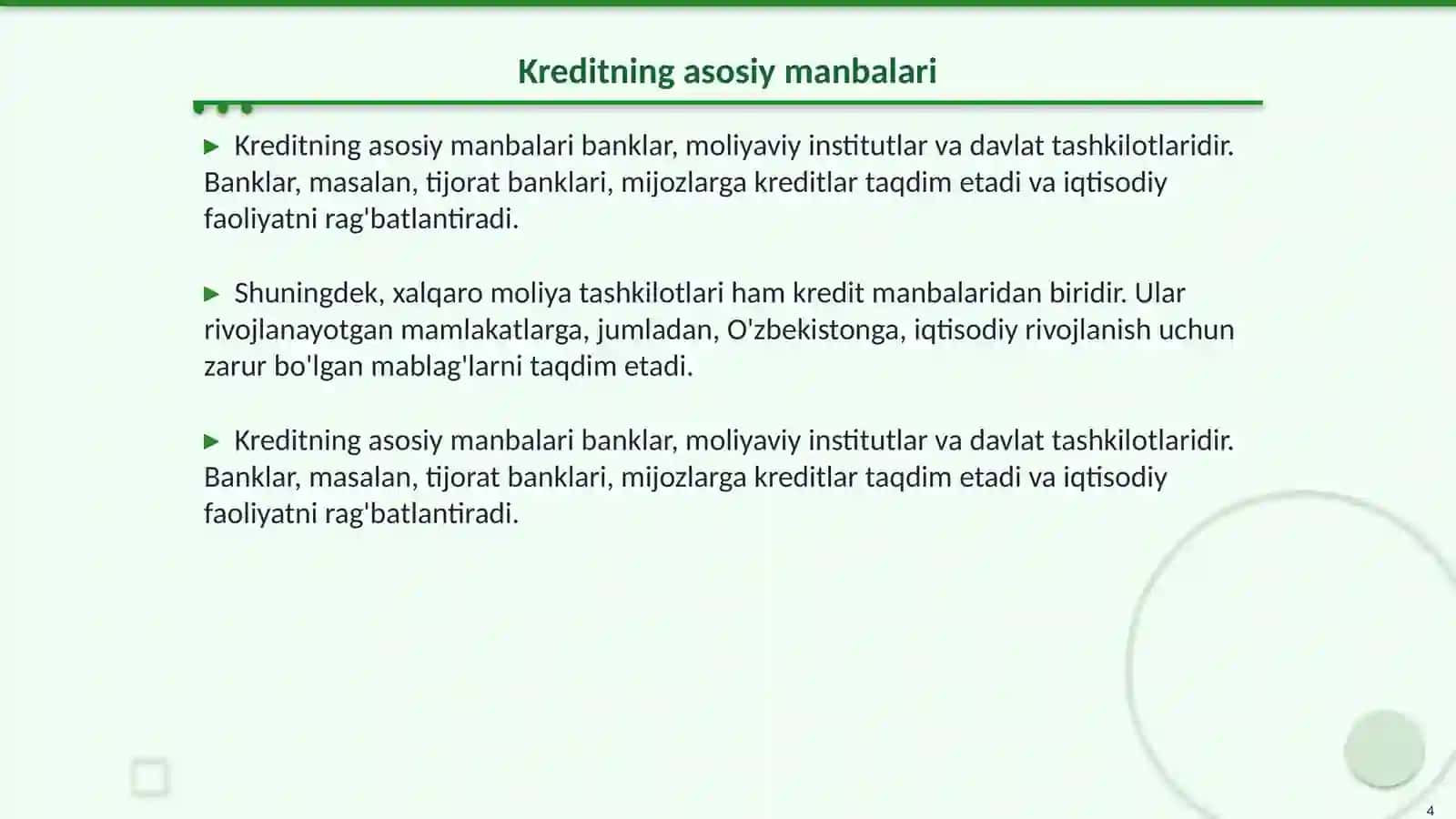 Kreditning mohiyati, manbalari va vazifalari 4