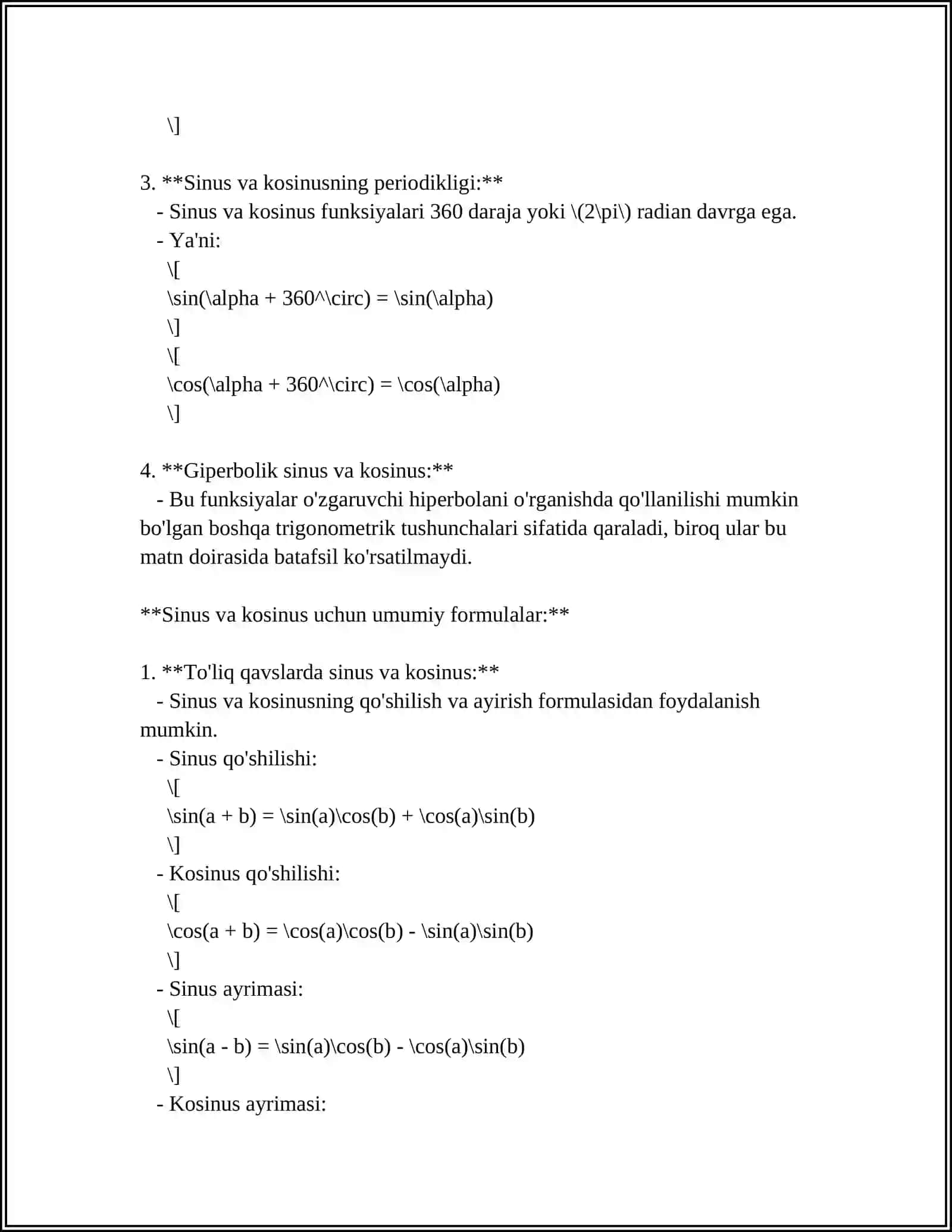 TRIGONOMETRIK AYNIYATLAR 4