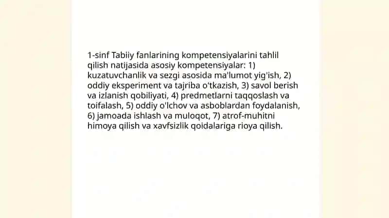 1-sinf "Tabiiy fanlar " fanining maqsad va vazifalarini oʻrganish va tahlil qilish 4