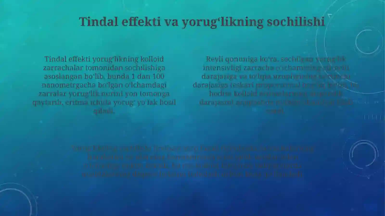 Kalloid eritmalar optik xossalari. Ultra mikroskopiya va elektronmikroskopiya 4