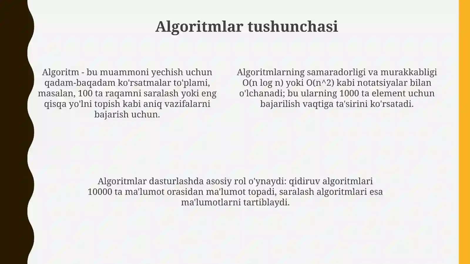 Ma’lumotlar, Algoritmlar va Ma’lumotlar Tuzilmalari Asoslari 4