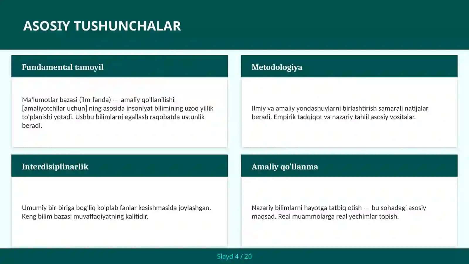 Ma'lumotlar bazasi (ilm-fanda) — amaliy qo'llanilishi [amaliyotchilar uchun] 4