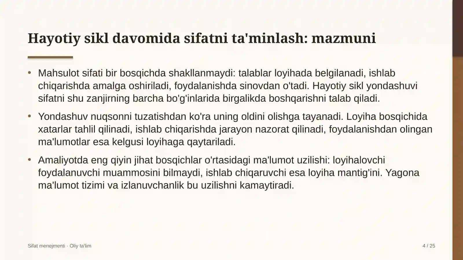 Yuridik firmalarda mahsulot hayotiy sikli davomida sifatni ta'minlash 4