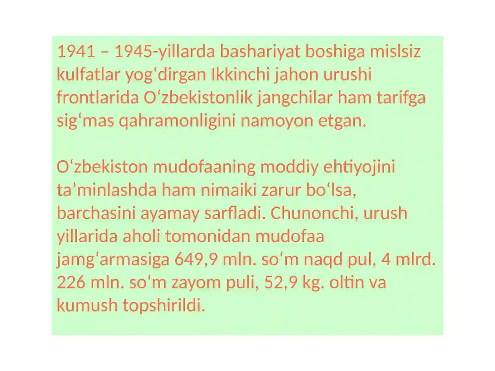 O'zbekistonlik jangchilarning frontdagi faoliyati 4