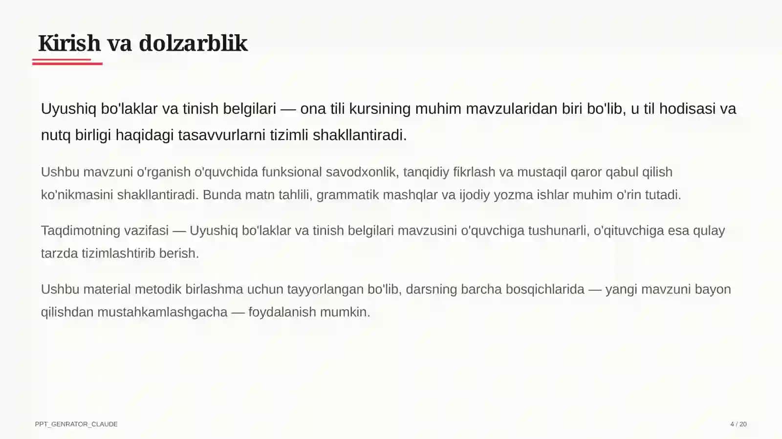 Uyushiq bo'laklar va tinish belgilari (8-sinf) 4
