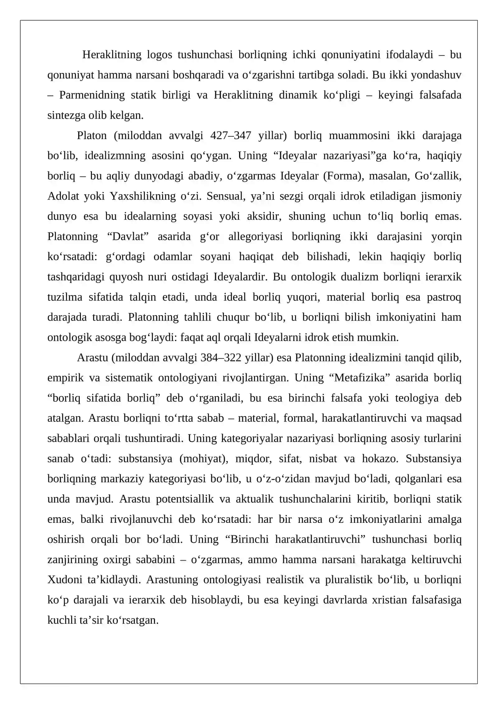 Ontologiya — borliq haqidagi ta’limot sifatida 4