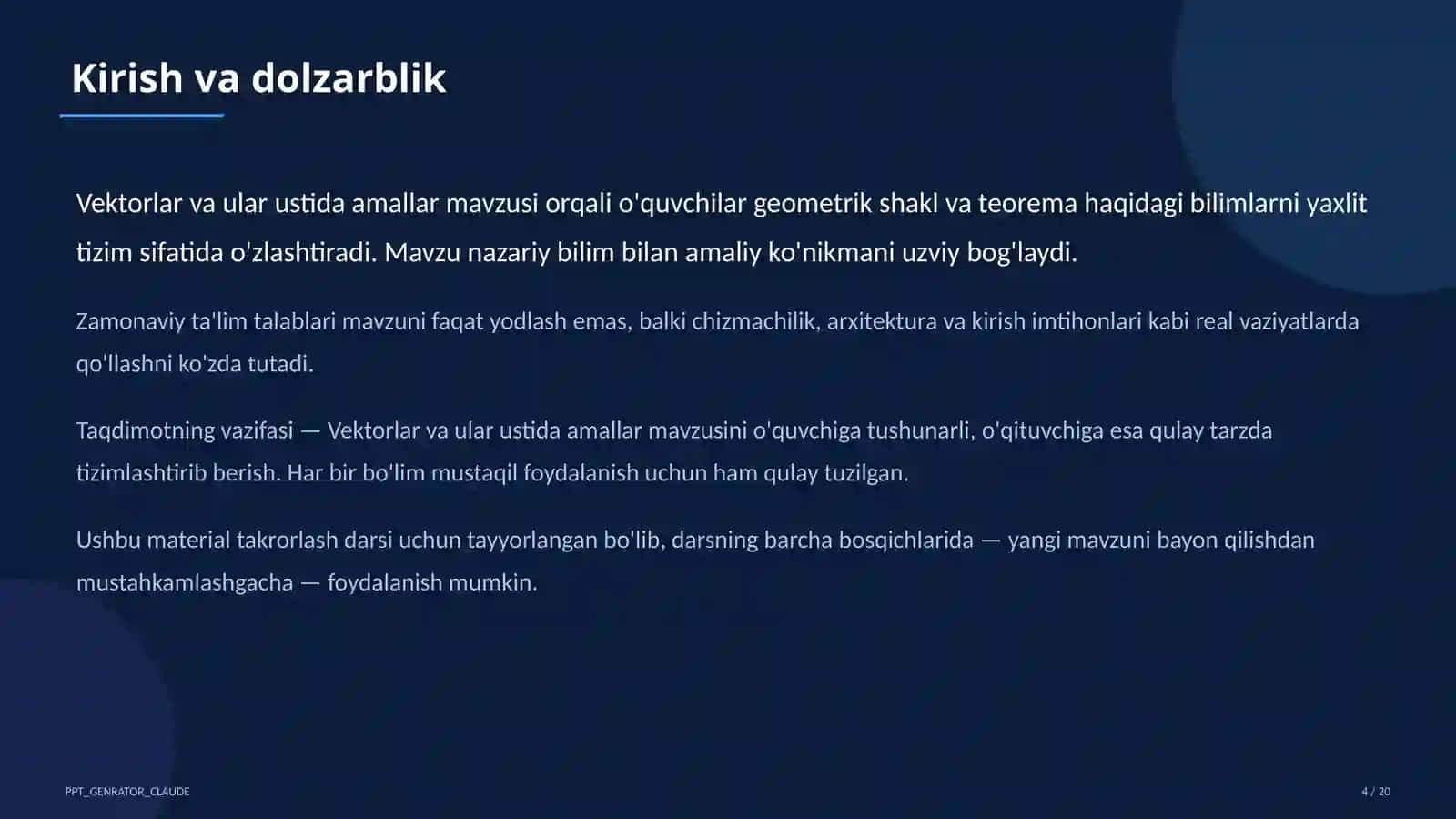 Vektorlar va ular ustida amallar (9-sinf) 4