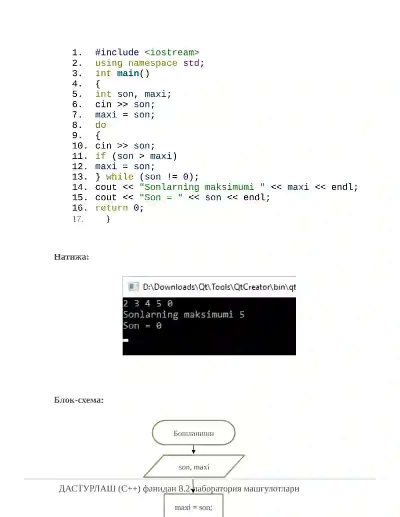 do-while – сўнг-шартли такрорлаш операторларига доир дастурлар тузиш. 4