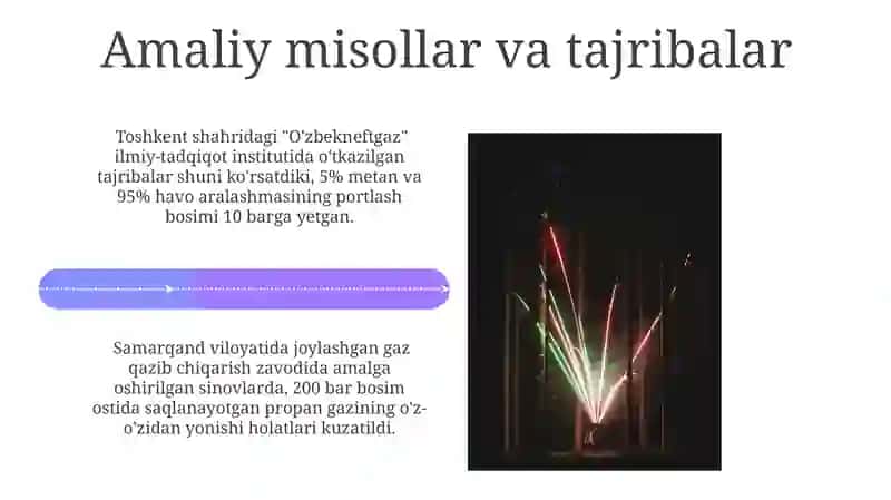 Yonilg'i va yuqori bosimli gazli aralashmalarning portlash portlash xavfini aniqlash 4