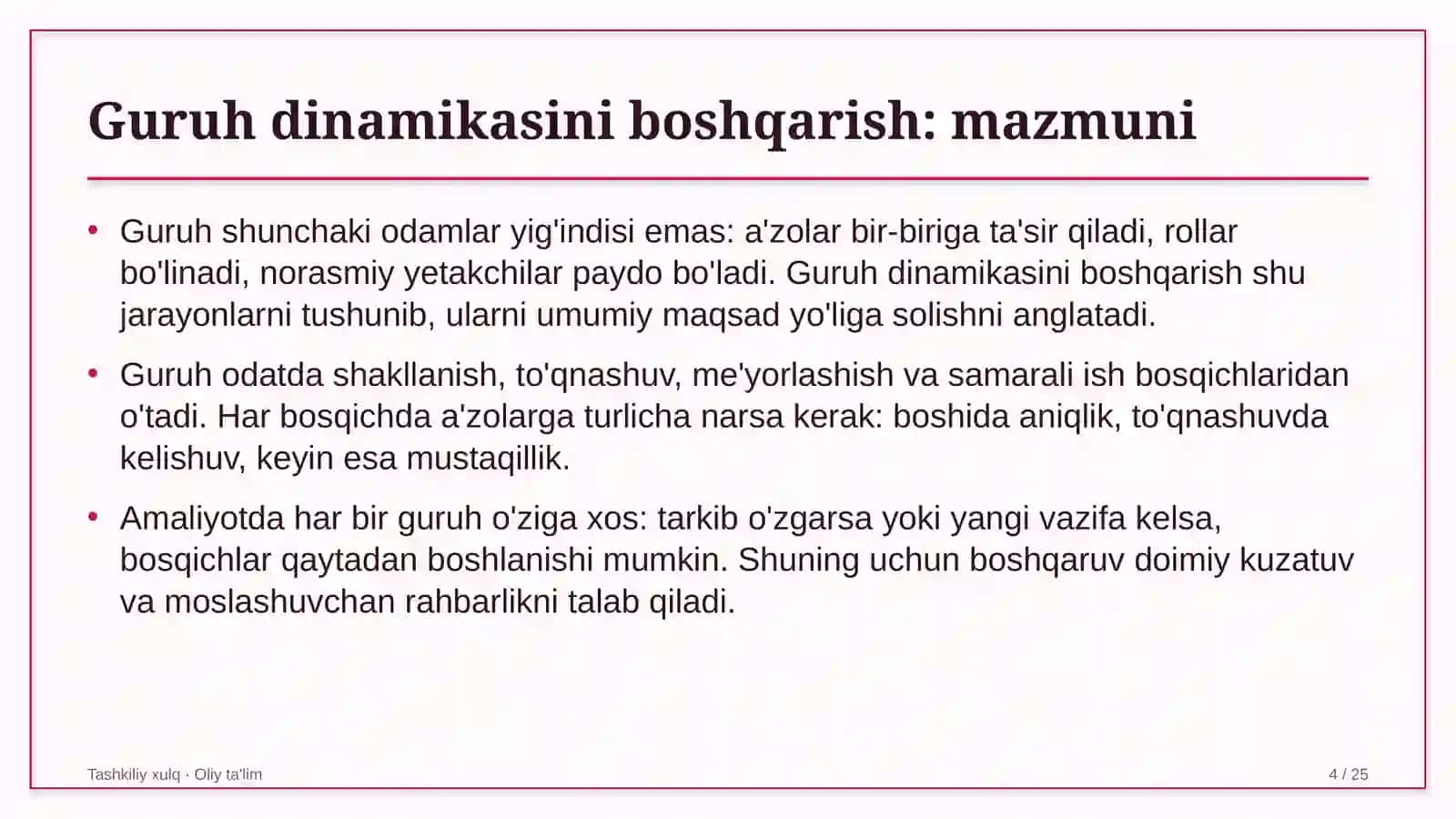 Ko'mir sanoatida guruh dinamikasini boshqarish 4