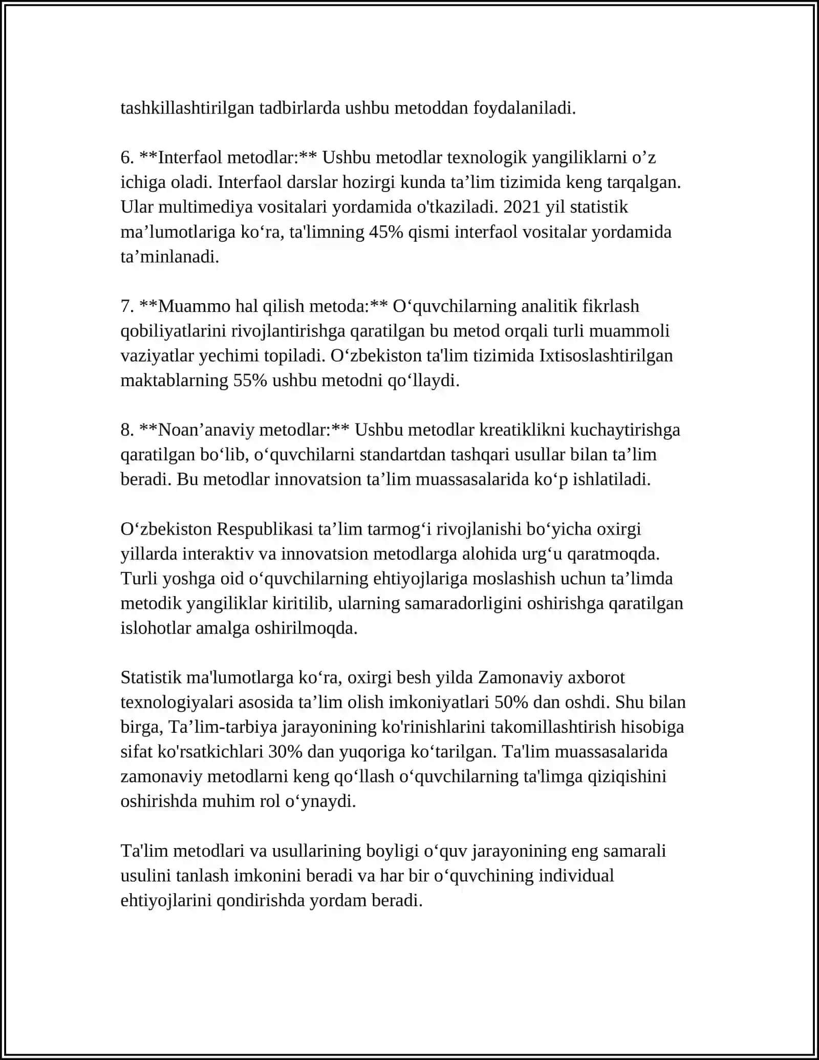 TA'LIM METODLARI VA VOSITALARI 4