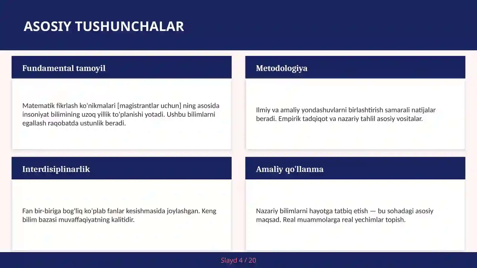 Matematik fikrlash ko'nikmalari [magistrantlar uchun] 4