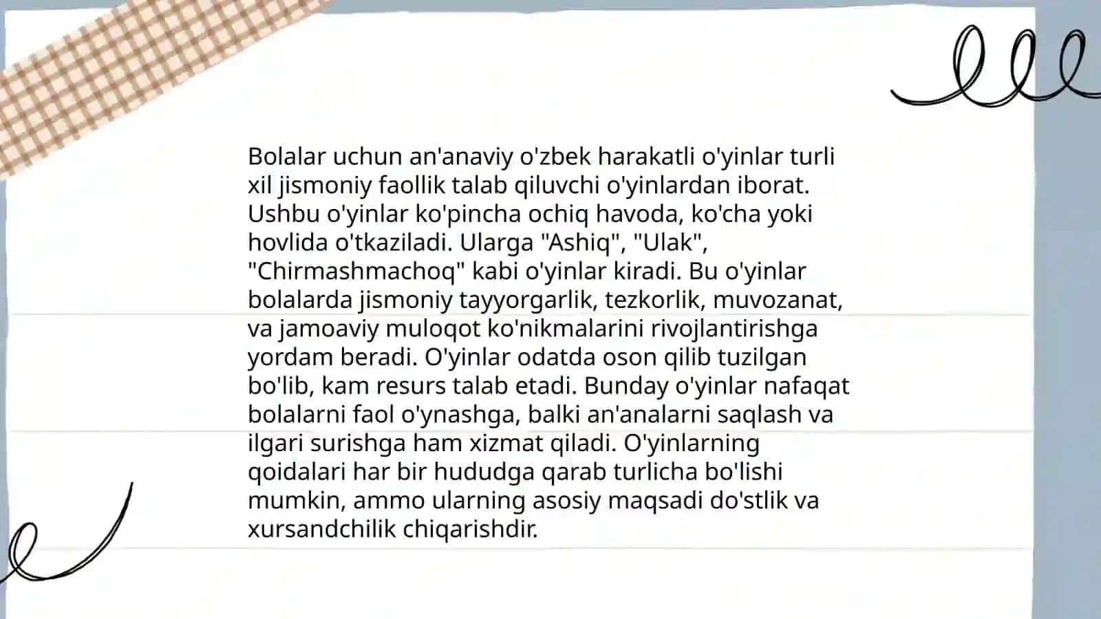 O`zbek harakatli o`yinlar 4
