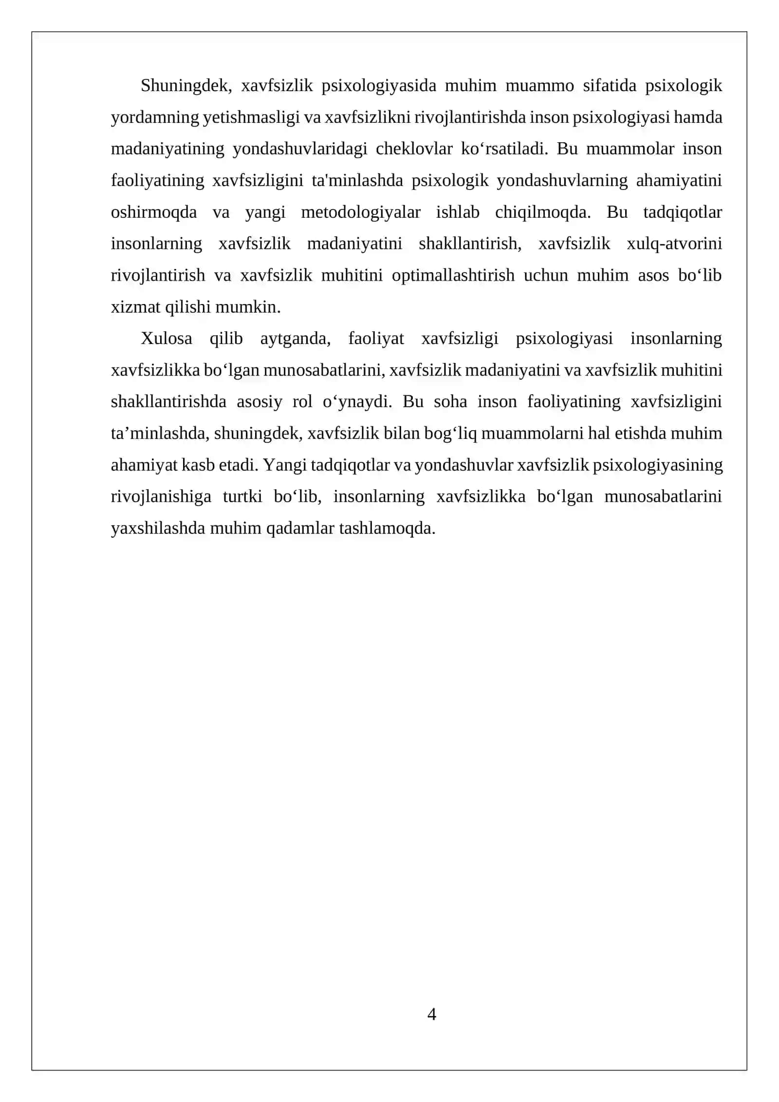 FAOLIYAT XAVFSIZLIGI PSIXOLOGIYASI. INSON FAOLIYATINI TASHKIL QILISHNING PSIXOLOGIK JIHATLARI 4