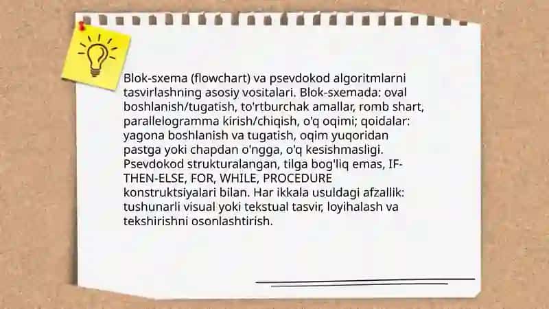 Algoritmlashtirish va dasturlash asoslari 4