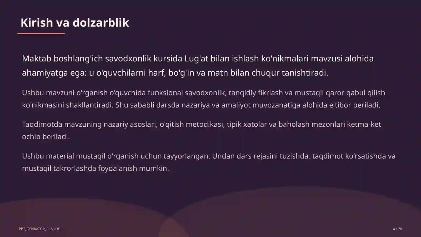 Lug'at bilan ishlash ko'nikmalari (4-sinf) 4