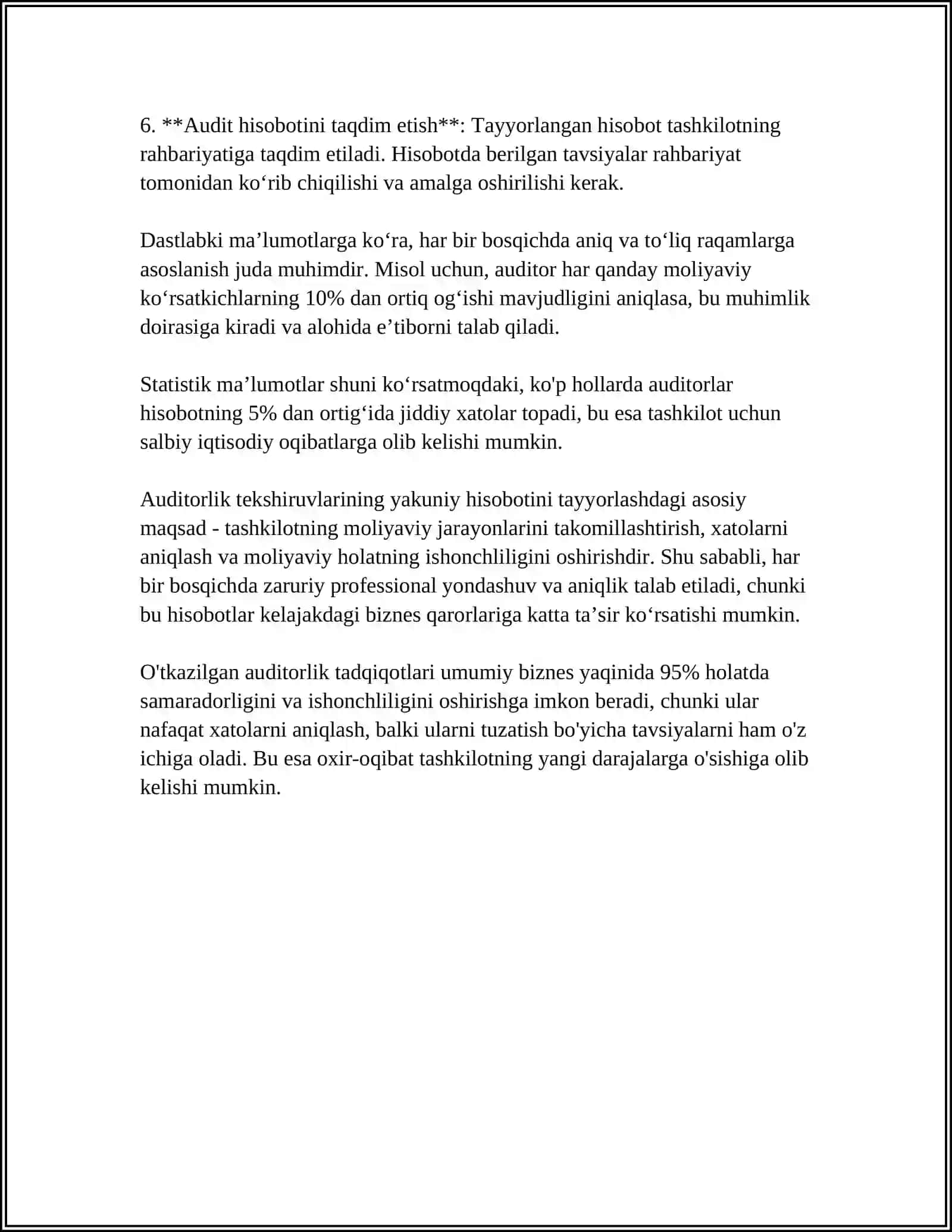 BANKLARDA AUDITORLIK TEKSHIRUVLARINING YAKUNIY BOSHQICHI 4