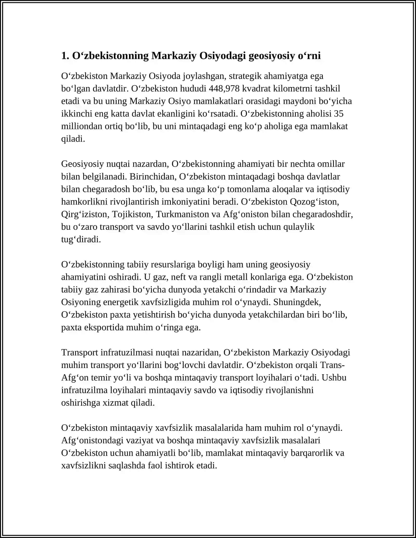 O‘zbekistonning Markaziy Osiyoda Tinchlik va Barqarorlikni Ta‘minlashdagl O‘rni Mavzusida Slayd Tayyorlash Kerak 4