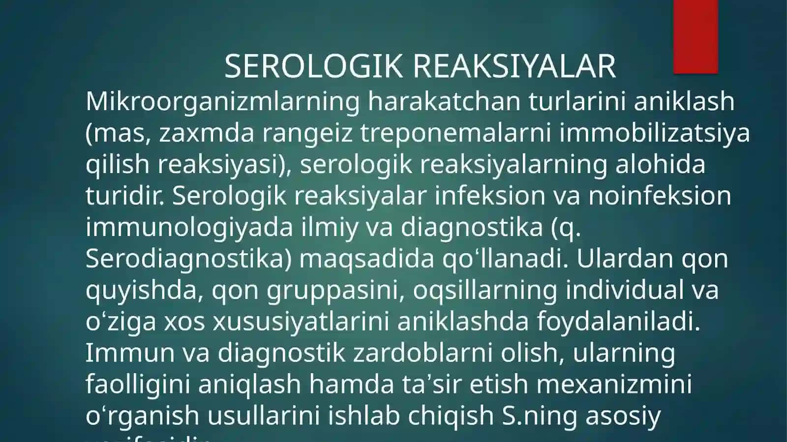 Serologik reaksiyalar: agglyutinatsiya reaksiyasi,KBR, gemogglyutinatsiya reaksiyasi 4