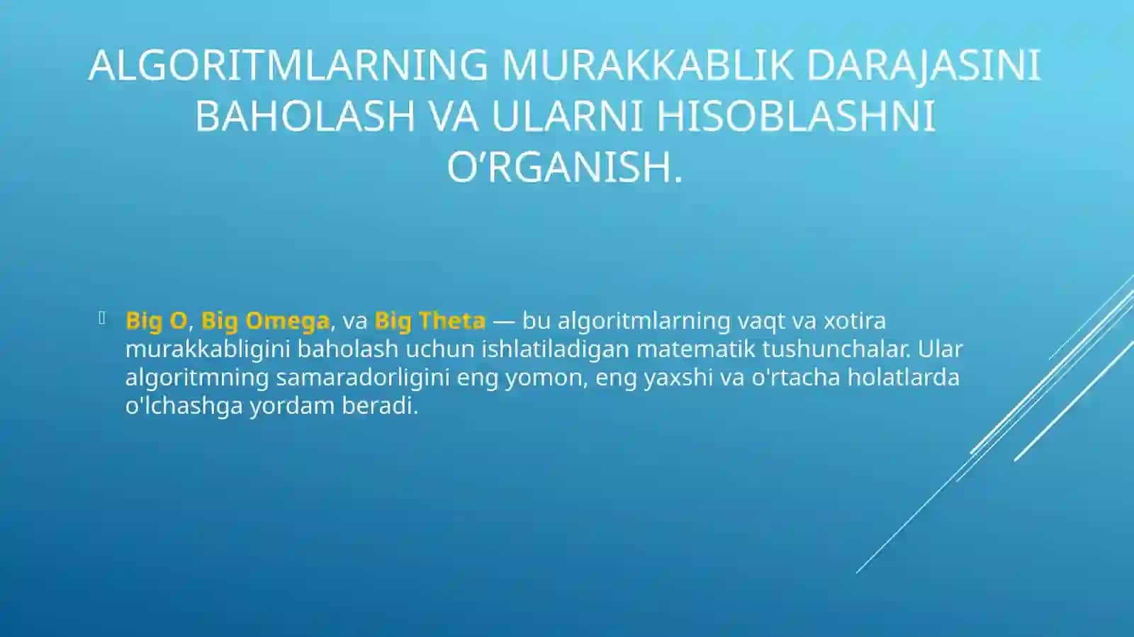 Big O notation Algoritmlarning samaradorlik tahlili 4