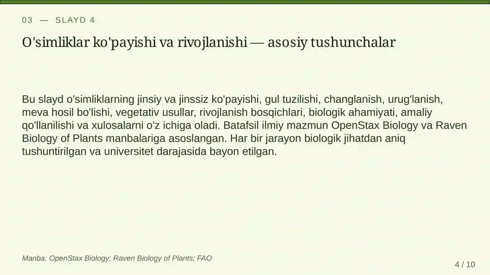 O'simliklarning ko'payishi va rivojlanishi 4