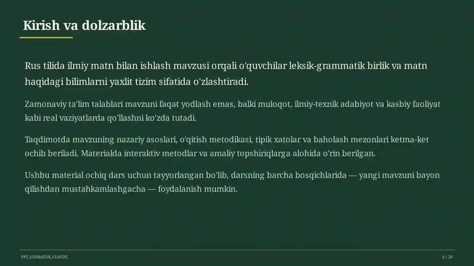 Rus tilida ilmiy matn bilan ishlash (11-sinf) 4