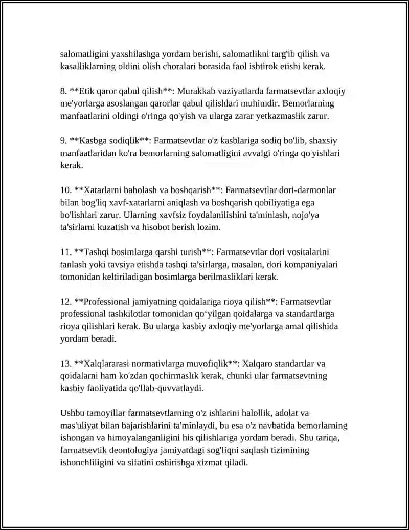 FARMATSEVTIK DEONTOLOGIYANING UMUMIY TALABLARI 4