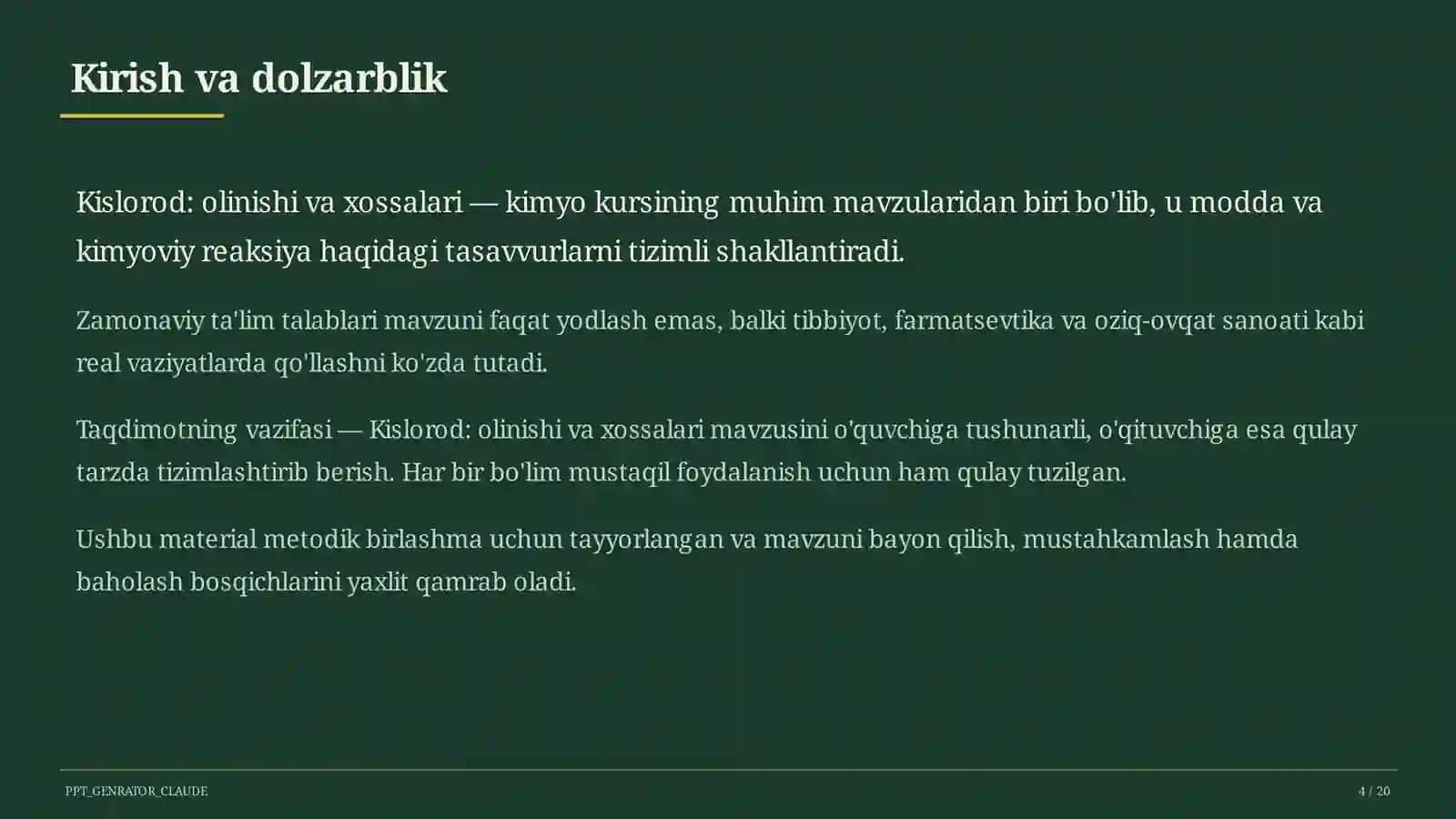 Kislorod: olinishi va xossalari (7-sinf) 4