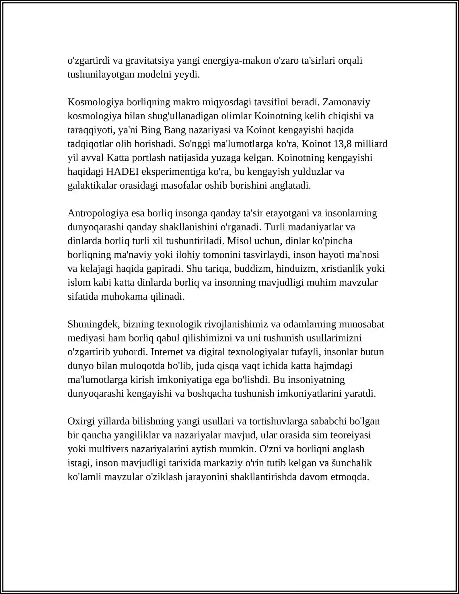 BORLIQ FALSAFASI ONTOLOGIYA 4