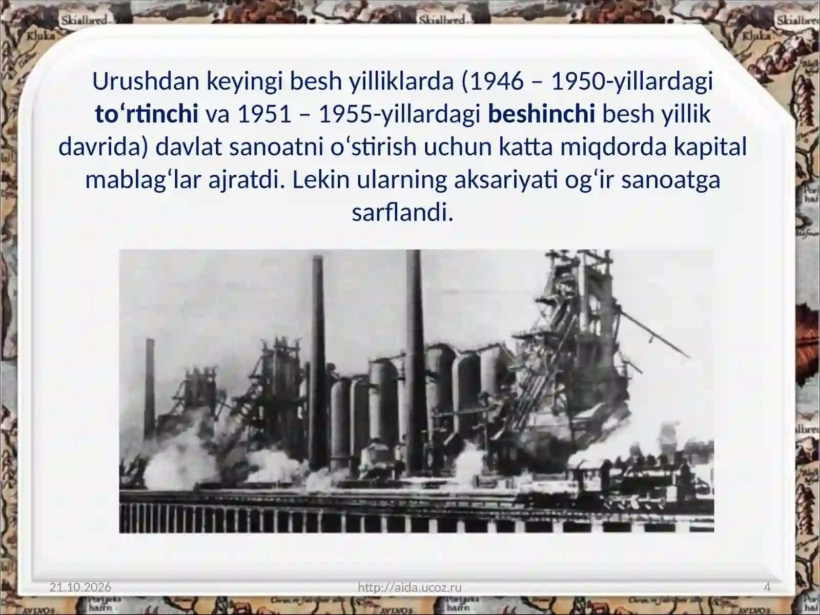O‘zbekistonda  sanoatning  bir  tomonlama  rivojlanishi 4