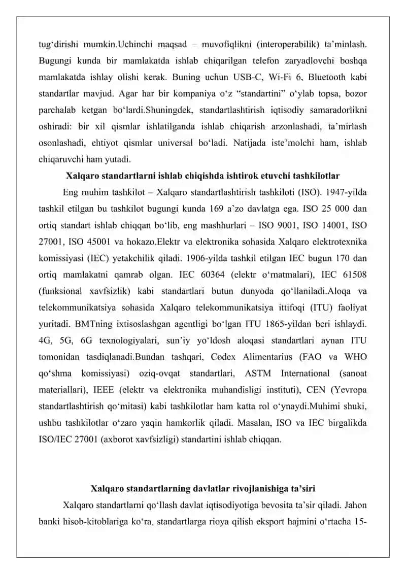 Xalqaro standartlar tushunchasi va uning turlari 4