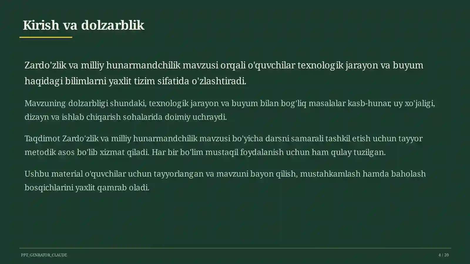 Zardo'zlik va milliy hunarmandchilik (8-sinf) 4