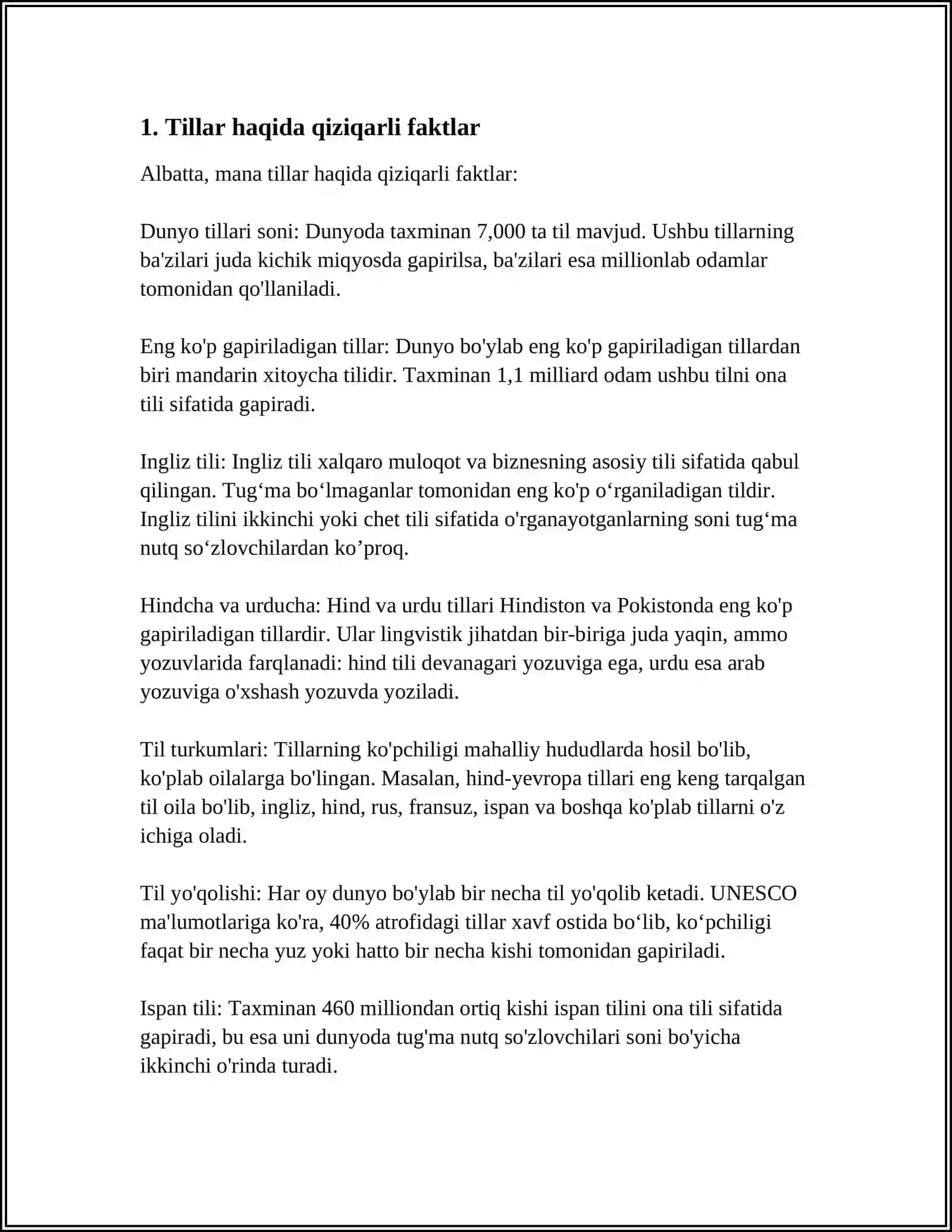 Tillar haqida qiziqarli faktlar 4