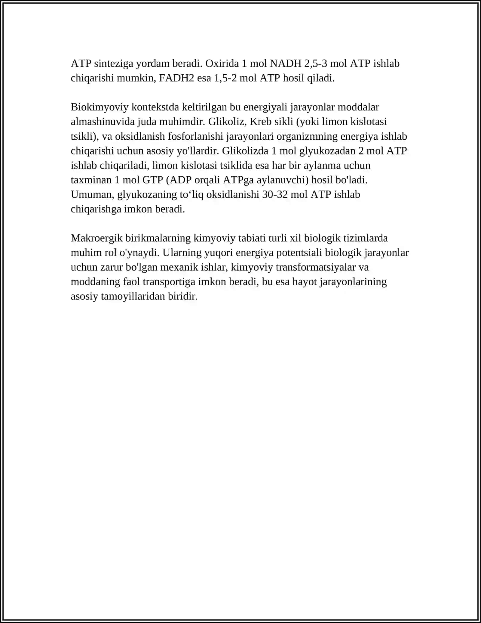 MAKROERGIK BIRIKMALAR VA ULARNING MODDALAR ALMASHINUVIDAGI OʻRNI 4