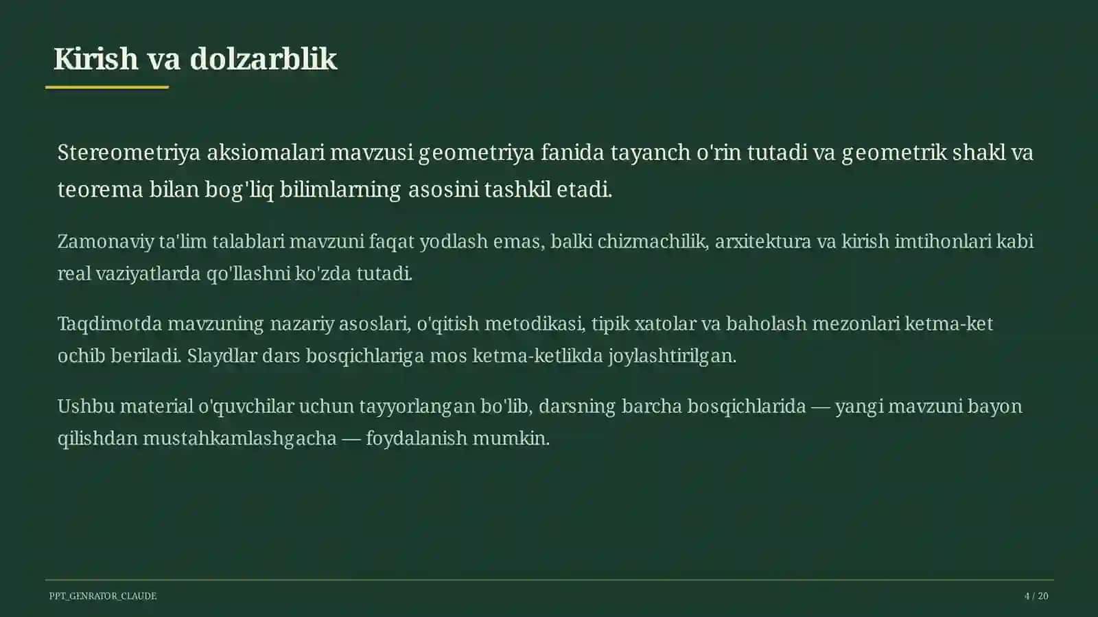 Stereometriya aksiomalari (10-sinf) 4
