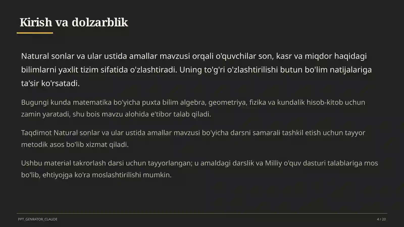 Natural sonlar va ular ustida amallar (5-sinf) 4