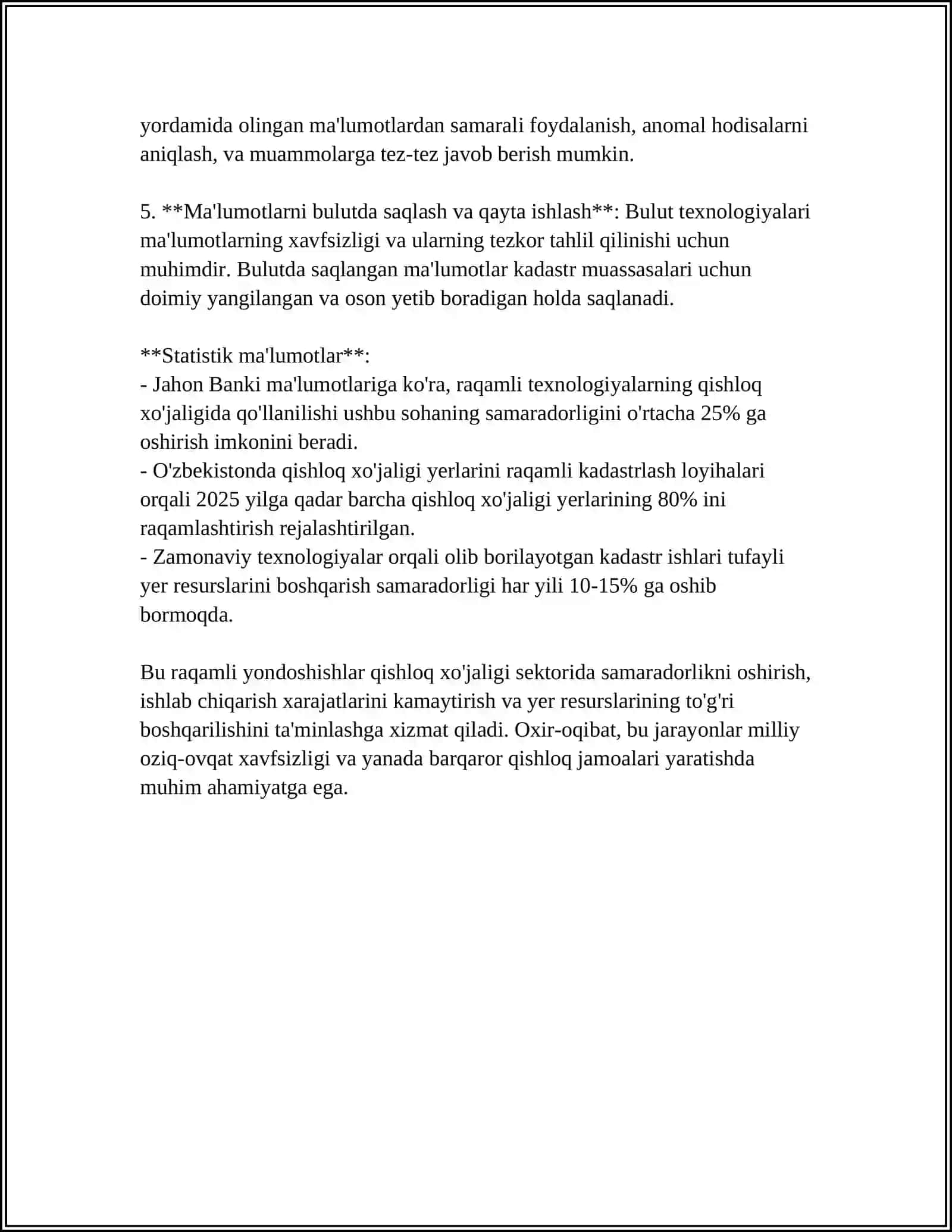 QISHLOQ XO'JALIGI KADASTRINI YURITISHDA MA'LUMOTLAR 4