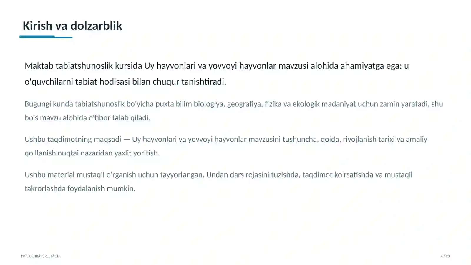 Uy hayvonlari va yovvoyi hayvonlar (1-sinf) 4