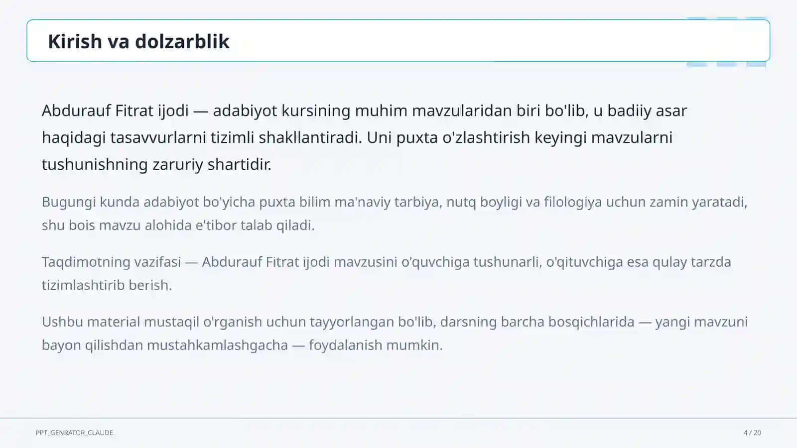 Abdurauf Fitrat ijodi (9-sinf) 4