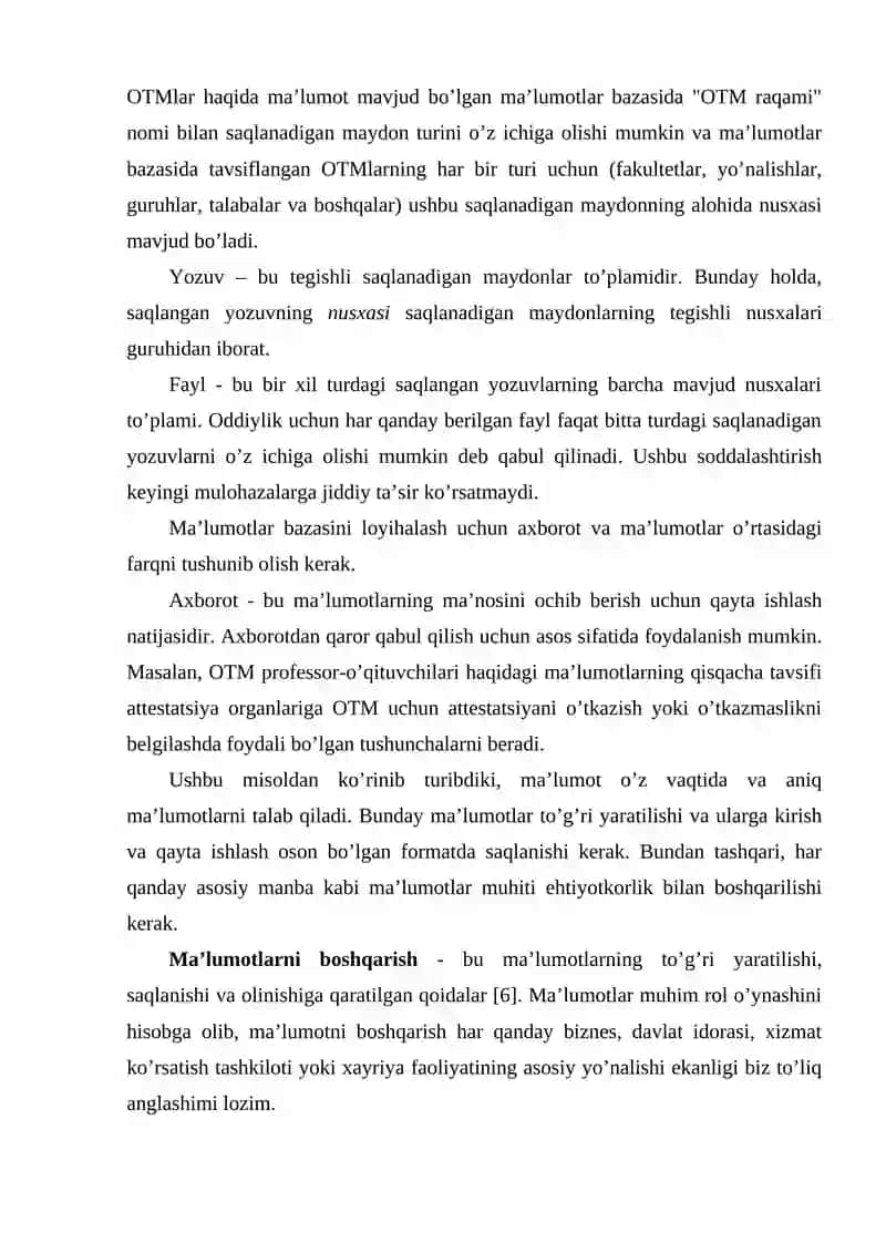 Ma'lumotlar bazasi texnologiyalari 4