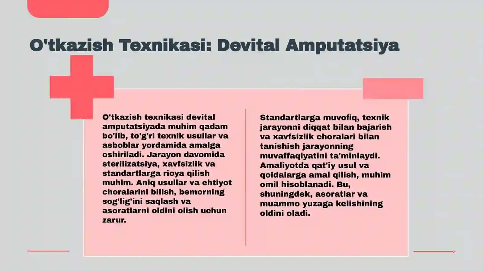 Devital amputatsiya usulining ko'rsatmalari va o'tkazish texnikasi 4