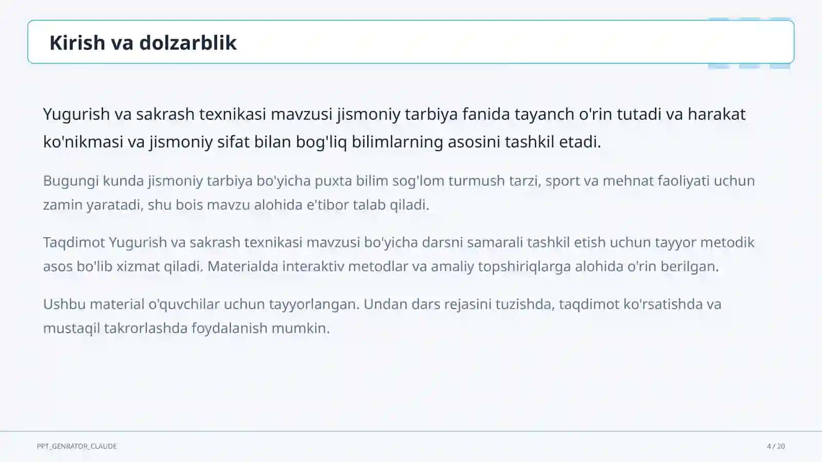 Yugurish va sakrash texnikasi (2-sinf) 4