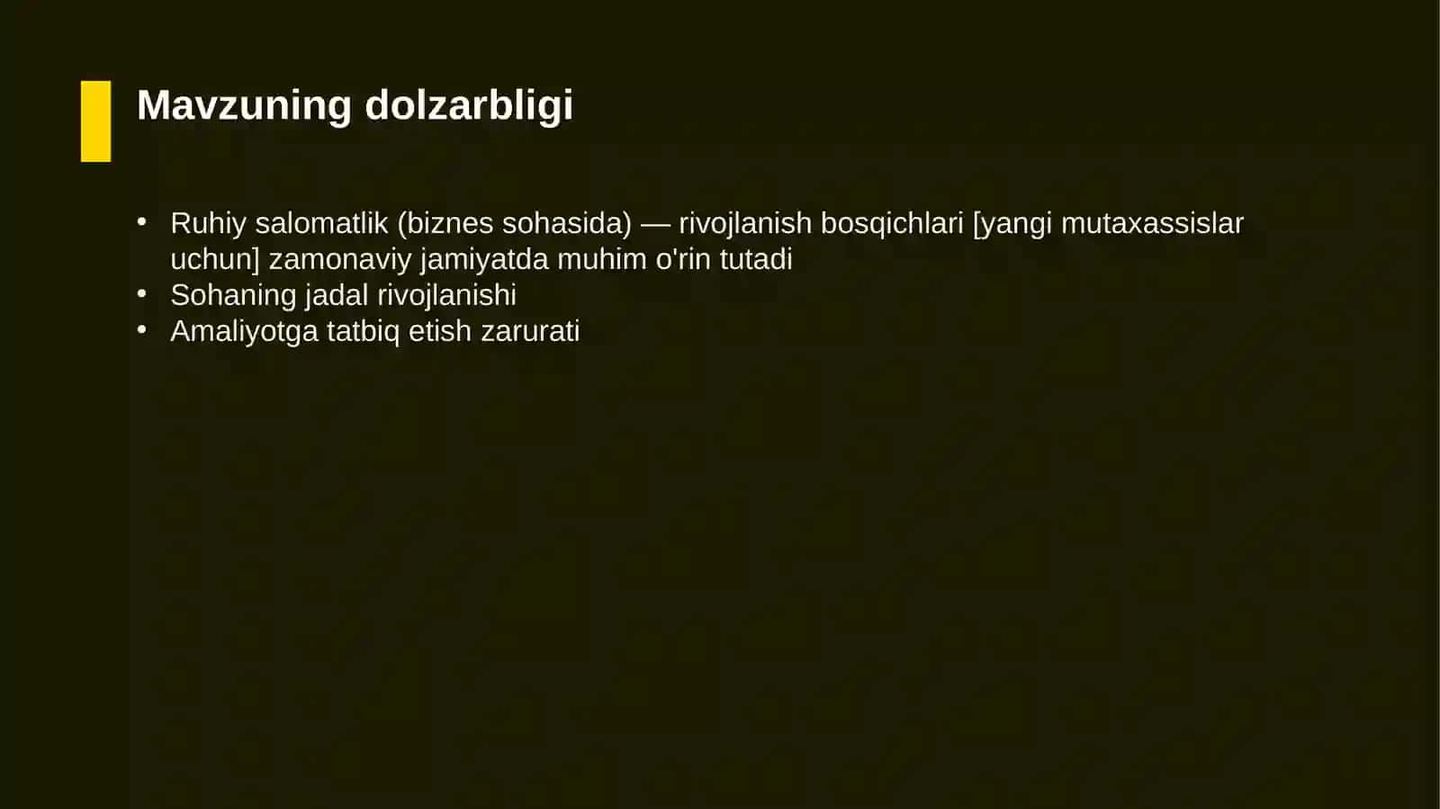 Ruhiy salomatlik (biznes sohasida) — rivojlanish bosqichlari [yangi mutaxassislar uchun] 4