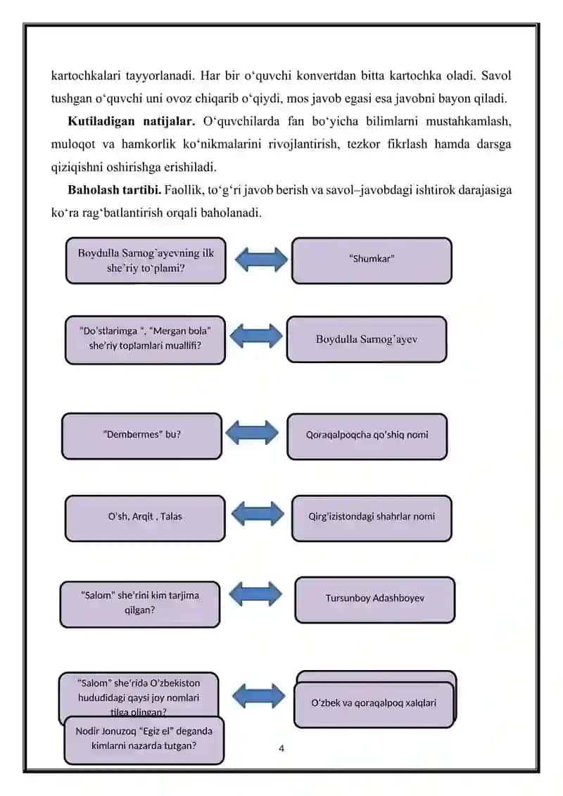 Qozoq adabiyotidan namuna: O'ljas Sulaymonning "Qiz quvdi" she'ri. Turkman adabiyotidan namuna:  Maxtumqulining "Ko'ring" she'ri “ ochiq dars ishlanma 4