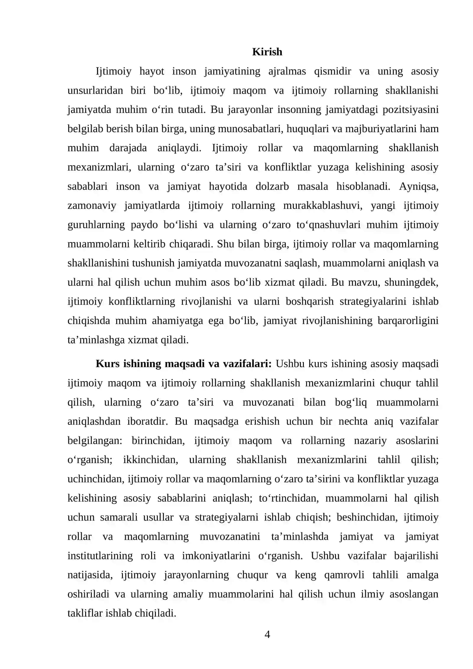 UMUMIY SOTSIOLOGIYA FANIDAN TAYYORLAGAN KURS ISHI 4