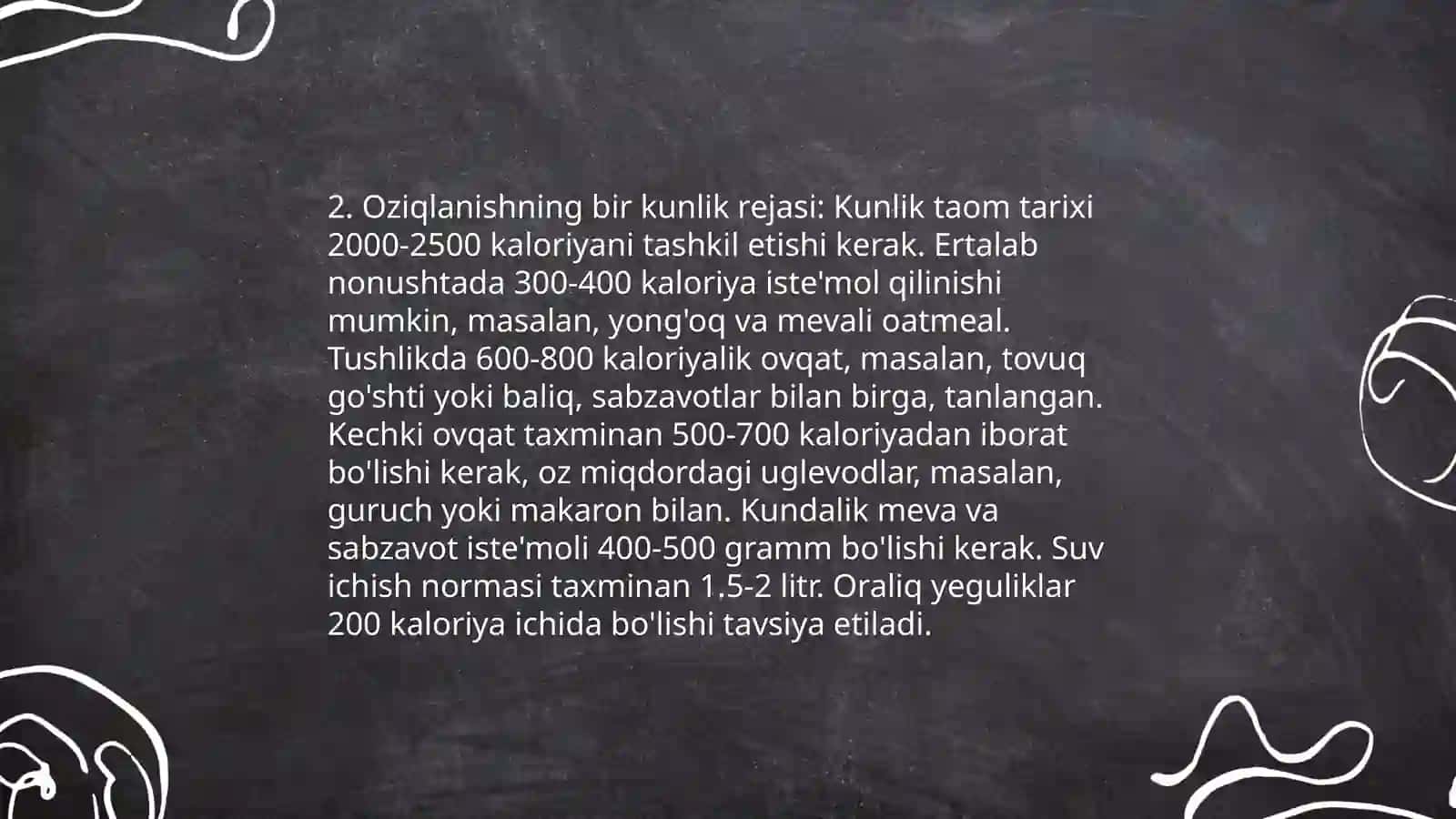 To'g'ri ovqatqatlanish asoslari. Ovqatlanish rejiminiklinikadagi axamiyati 4