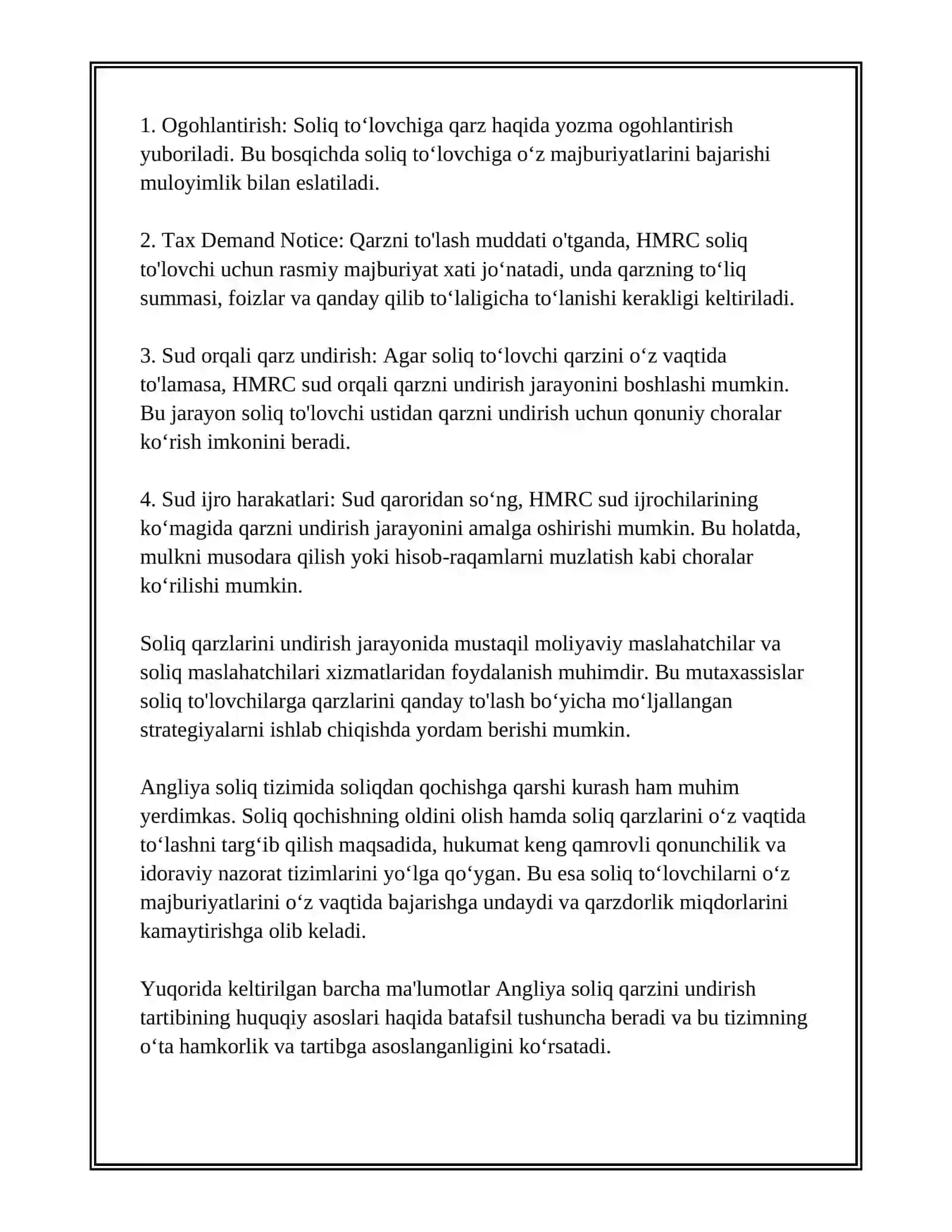 ANGLIYA SOLIQ QARZINI UNDIRISH TARTIBI 4