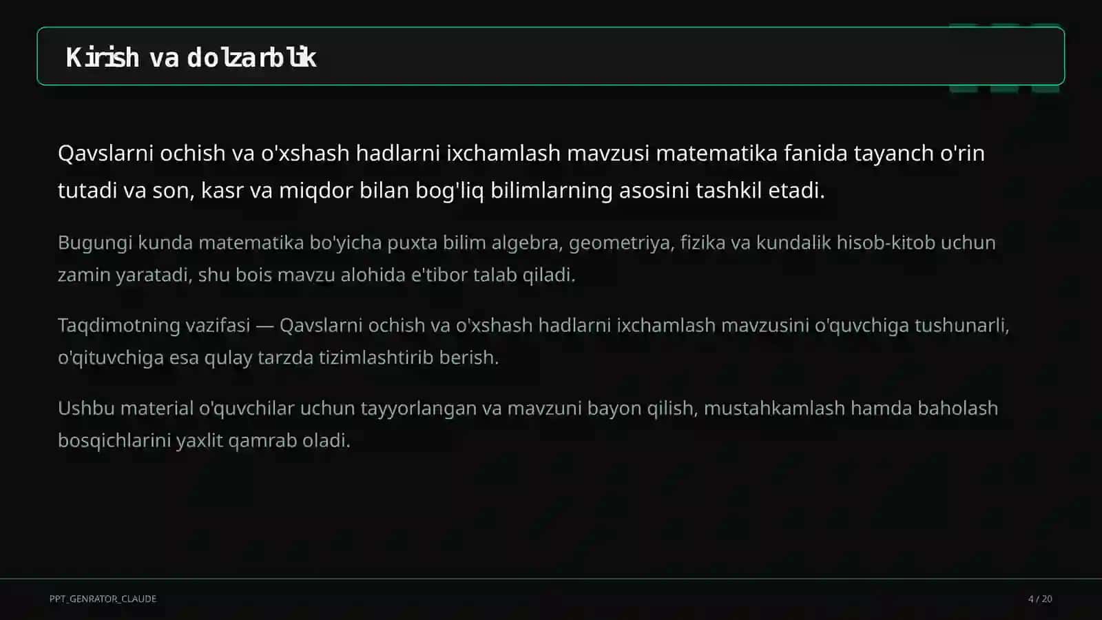 Matematika (5–6) — o'quvchilar uchun 4
