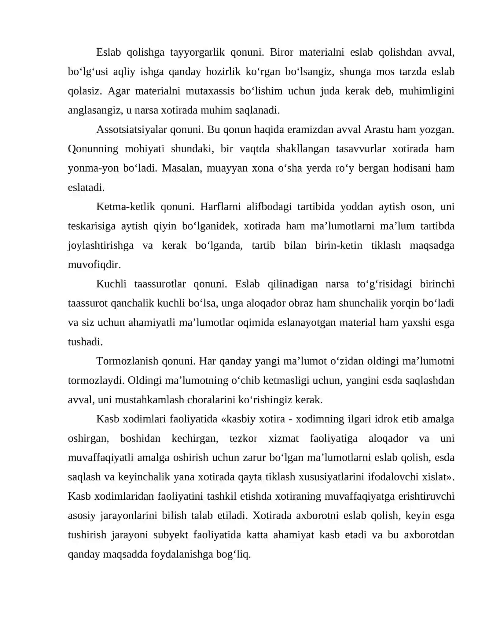 Xotira va kasbiy maslahat 4